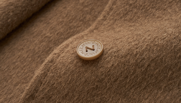 Hexiangyue Sculpted Wool Blend Coat in Warm Sand Camel - Button and fabric detail