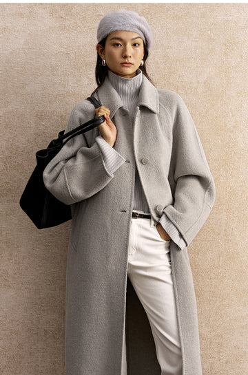 Hexiangyue Sculpted Wool Blend Coat in Light Ink Gray - view 3 - Light Ink Gray