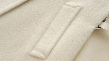 Mu Yun Gui Alpaca Wrap Coat in Ivory White - Pocket and alpaca fabric detail