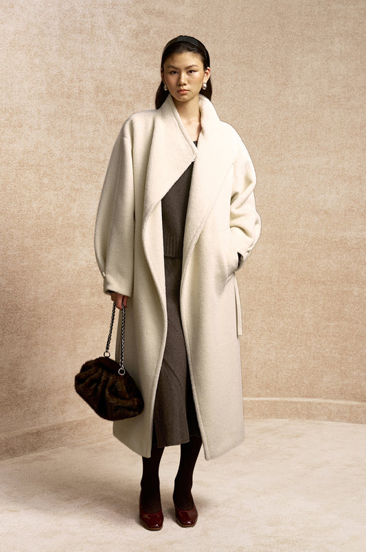 Mu Yun Gui Alpaca Wrap Coat in Ivory White - view 1