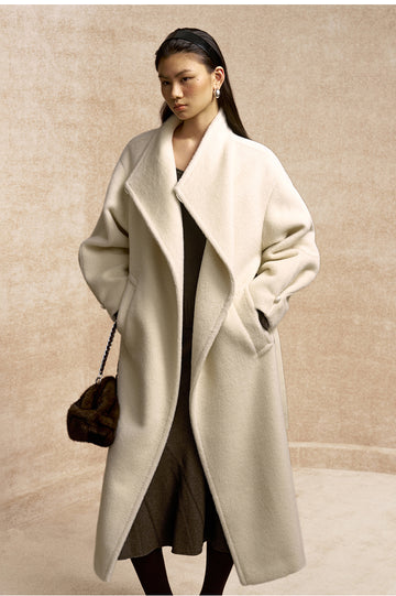 Mu Yun Gui Alpaca Wrap Coat in Ivory White - view 3