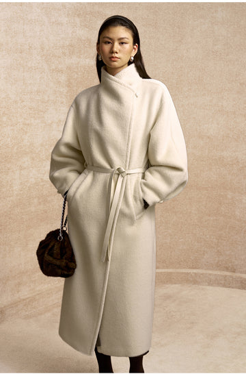 Mu Yun Gui Alpaca Wrap Coat in Ivory White - view 4
