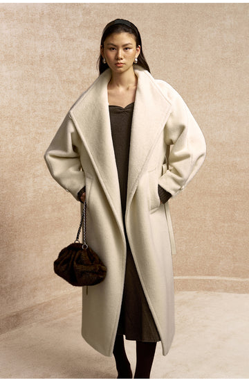 Mu Yun Gui Alpaca Wrap Coat in Ivory White - view 5