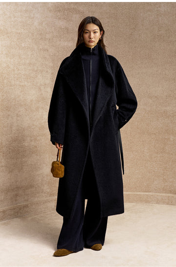 Mu Yun Gui Alpaca Wrap Coat in Deep Sapphire Blue - view 1
