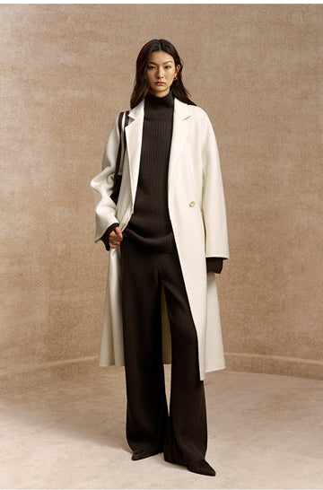 Yao Hua Man Belted Wool Coat in Natural White - view 2