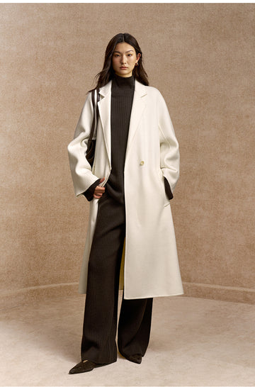 Yao Hua Man Belted Wool Coat in Natural White - view 3