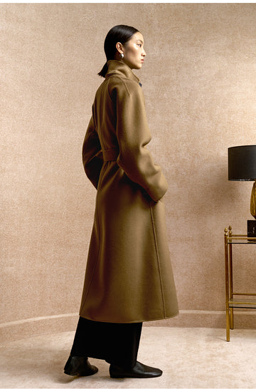 Yao Hua Man Belted Wool Coat in Classic Camel - view 5
