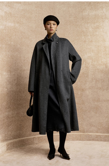 Yao Hua Man Belted Wool Coat in Misty Grey - view 5