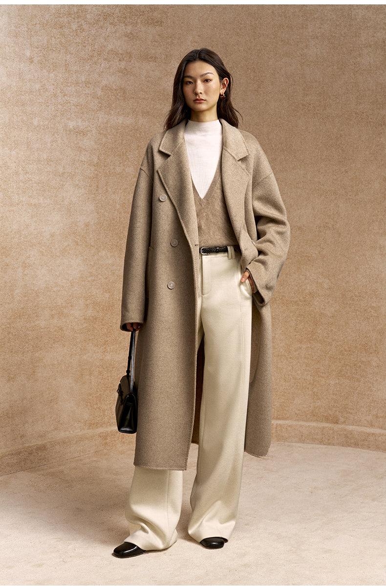 Suo Han Chuang Longline Wool Coat - Oat Latte