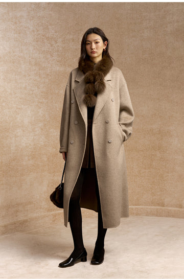 Suo Han Chuang Longline Wool Coat - Oat Latte