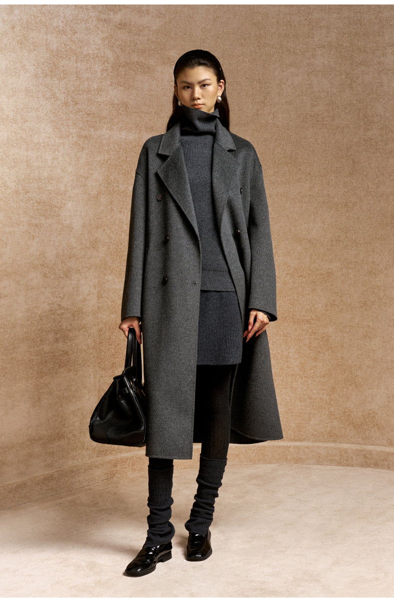 Suo Han Chuang Longline Wool Coat - Misty Grey