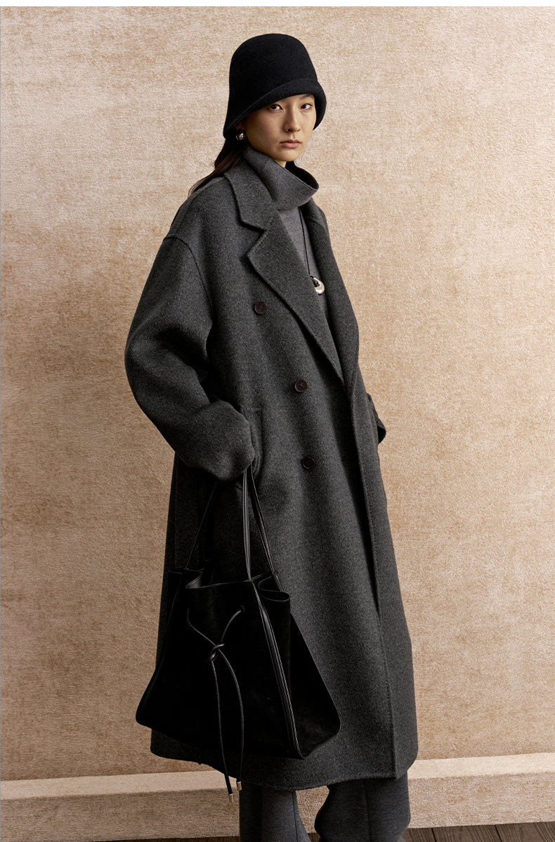 Suo Han Chuang Longline Wool Coat - Misty Grey