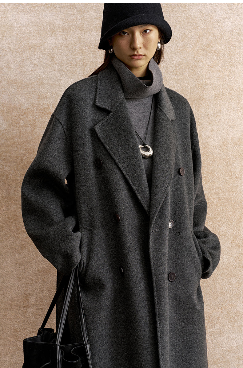 Suo Han Chuang Longline Wool Coat - Misty Grey