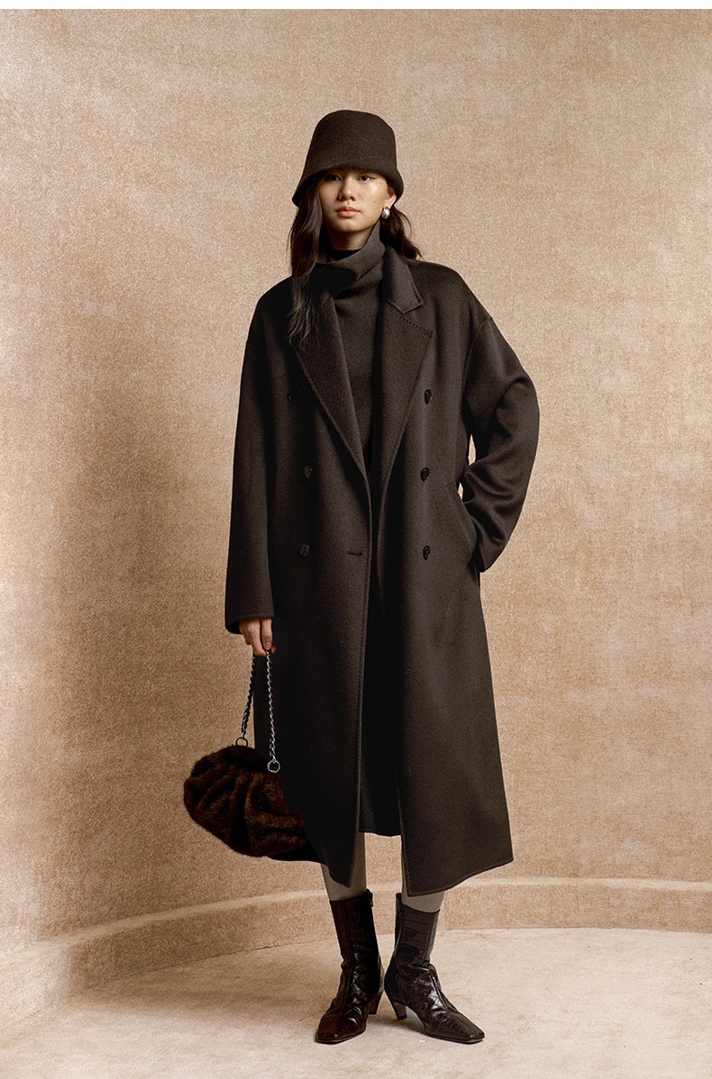 Suo Han Chuang Longline Wool Coat - Ink Black