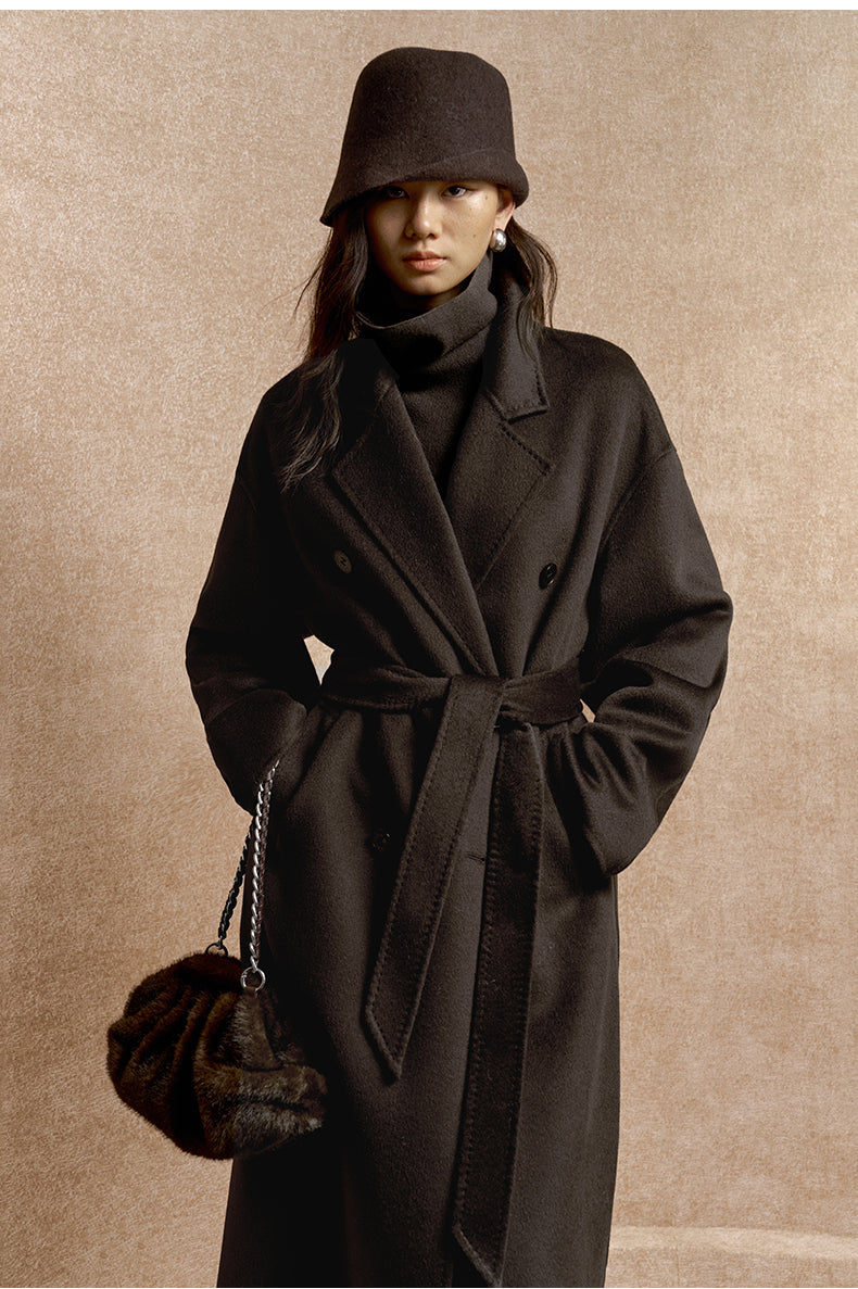 Suo Han Chuang Longline Wool Coat - Ink Black