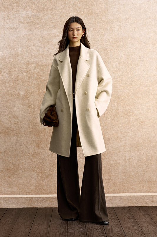 Xi Chuang Zhu Belted Wool Coat - Natural White