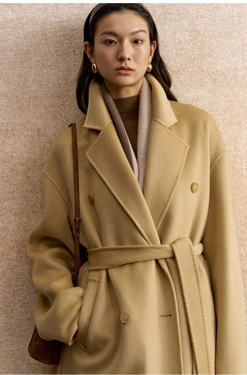 Xi Chuang Zhu Belted Wool Coat - Almond Beige