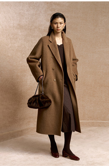 Wangminghe Wool Silk Yak Belted Coat in Warm Sand Camel - view 2