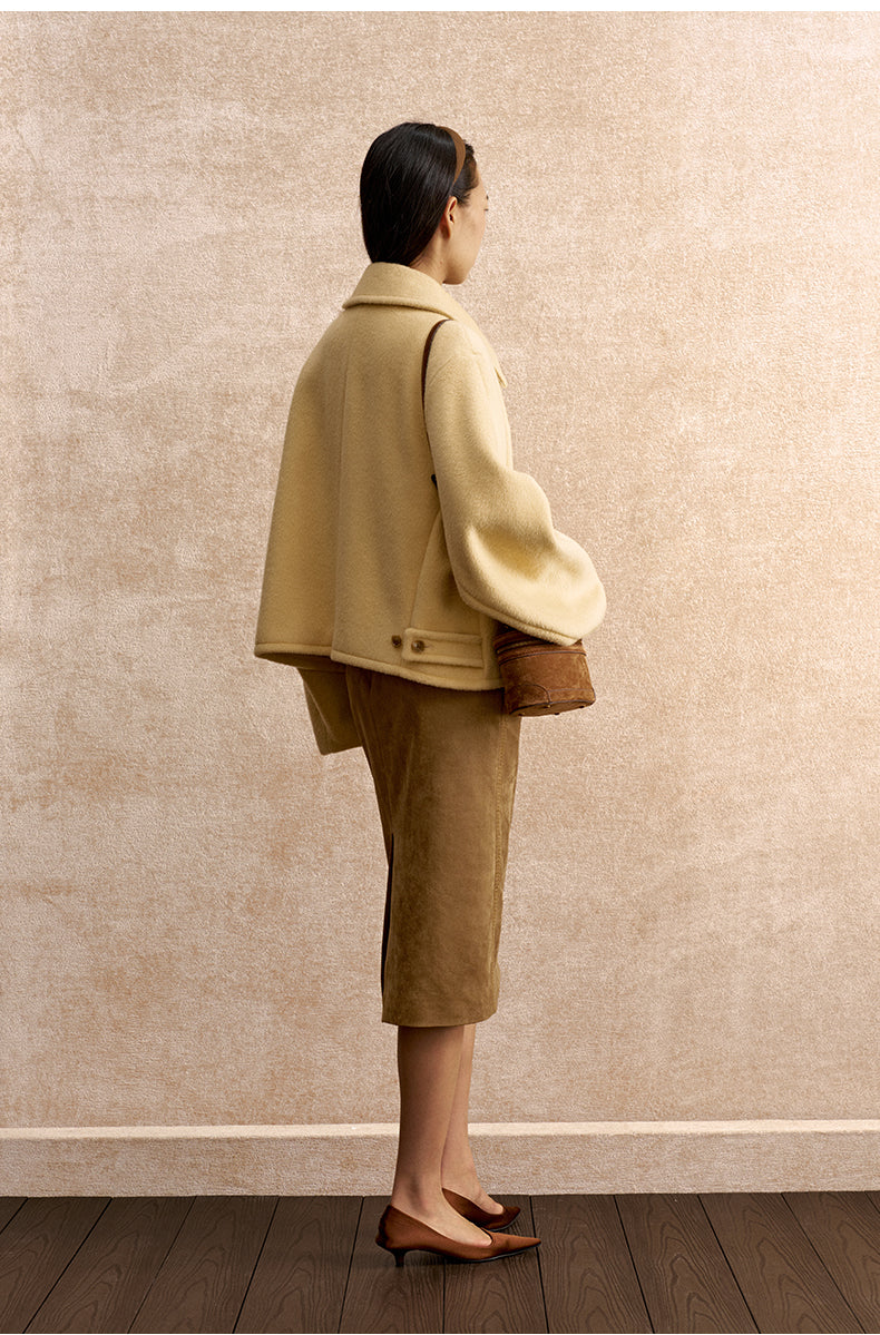 Du Ruo Sheng Cropped Wool Jacket - Soft Mist Yellow
