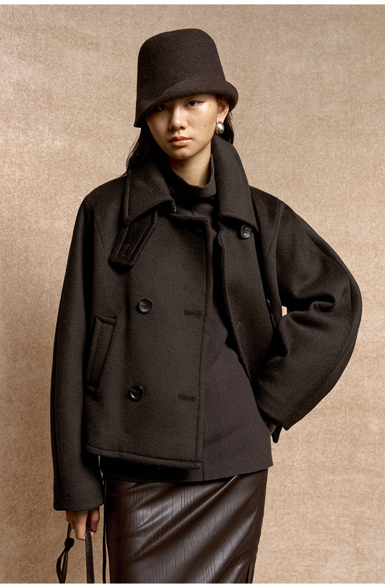 Du Ruo Sheng Cropped Wool Jacket - Sandalwood Brown