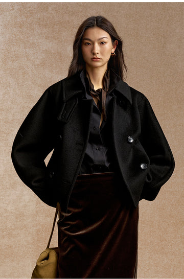 Du Ruo Sheng Cropped Wool Jacket - Ink Black