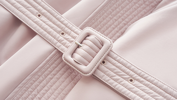 Zhenshanhai Belted Goose Down Jacket in Dusk Pink - Belt buckle detail