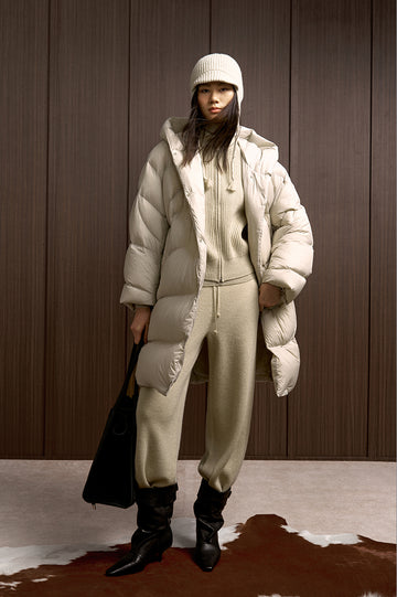 Hai Tang Man Hooded Down Coat - Cream Ivory