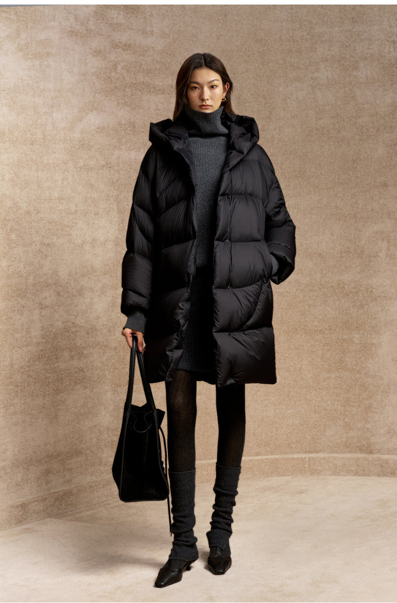 Hai Tang Man Hooded Down Coat - Ink Black