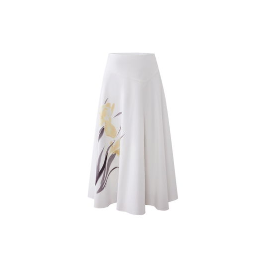 Printed Cotton A-Line Skirt flat view