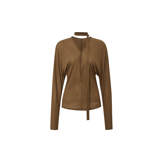 Lyocell Wool Zip Top flat view