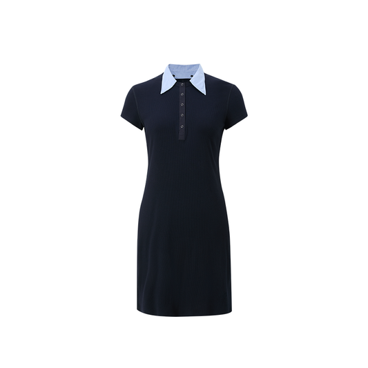 Contrast Polo Knit Dress flat view