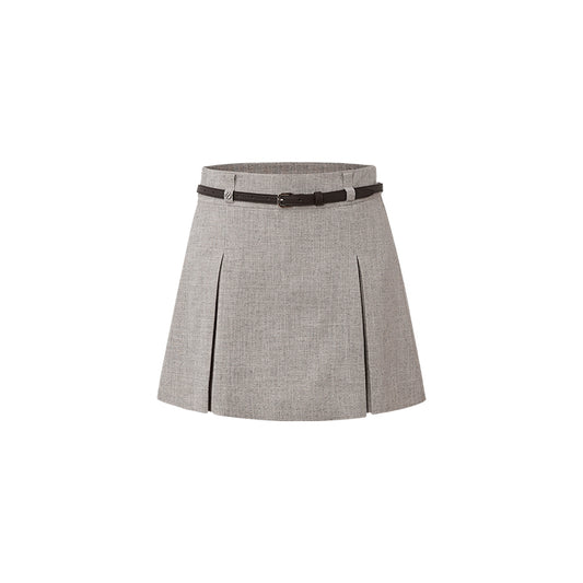 Pleated JK Mini Skirt flat view