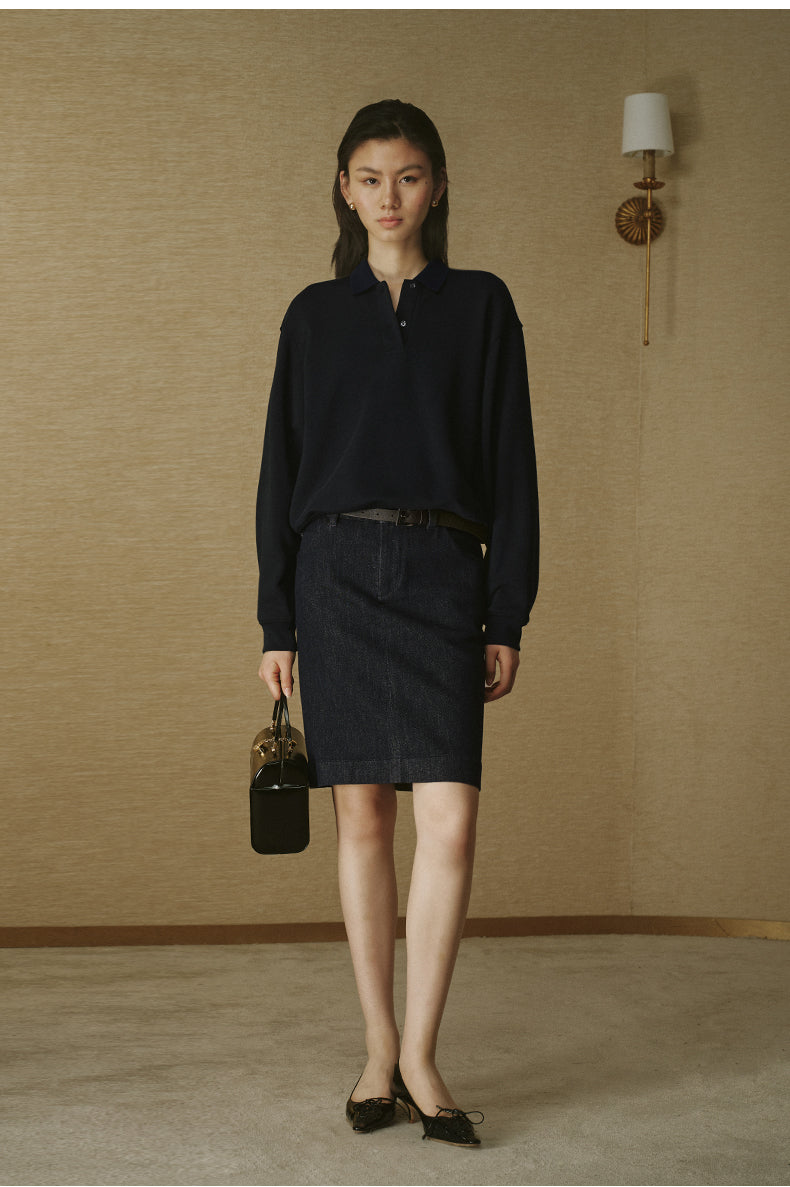 Contrast Polo Sweatshirt