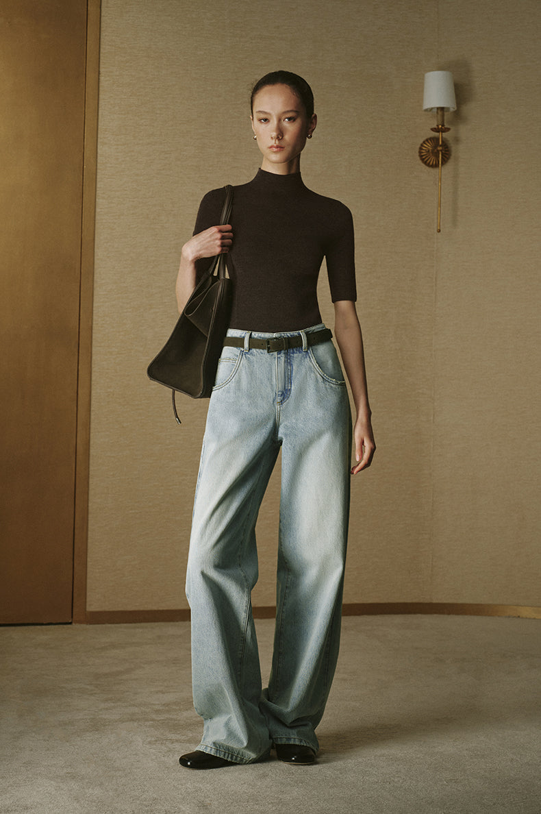 Light-Wash Straight Jeans