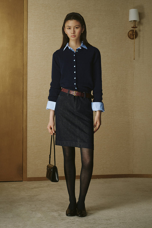 Deep Navy Denim Skirt Deep Navy