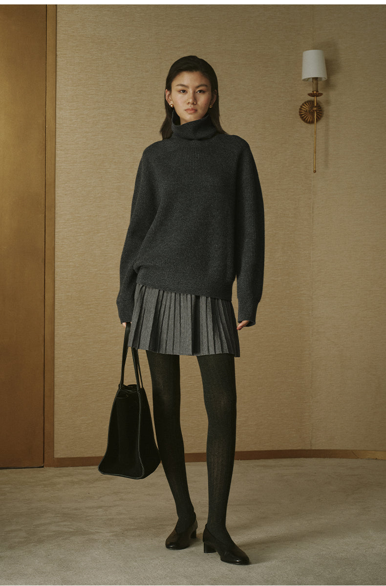 Fine Wool Pleated Mini Skirt