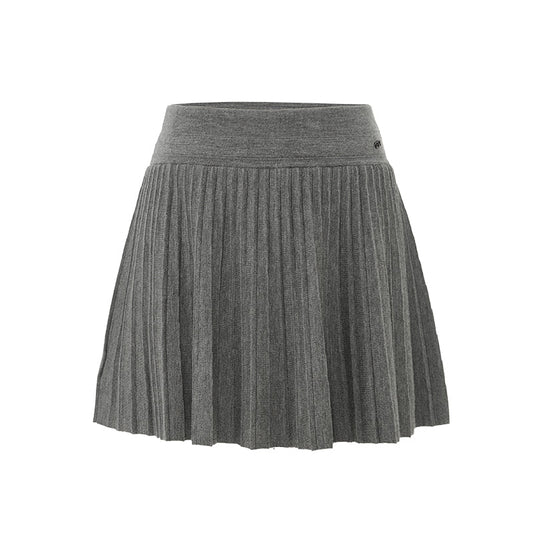 Fine Wool Pleated Mini Skirt - Pine Smoke Grey