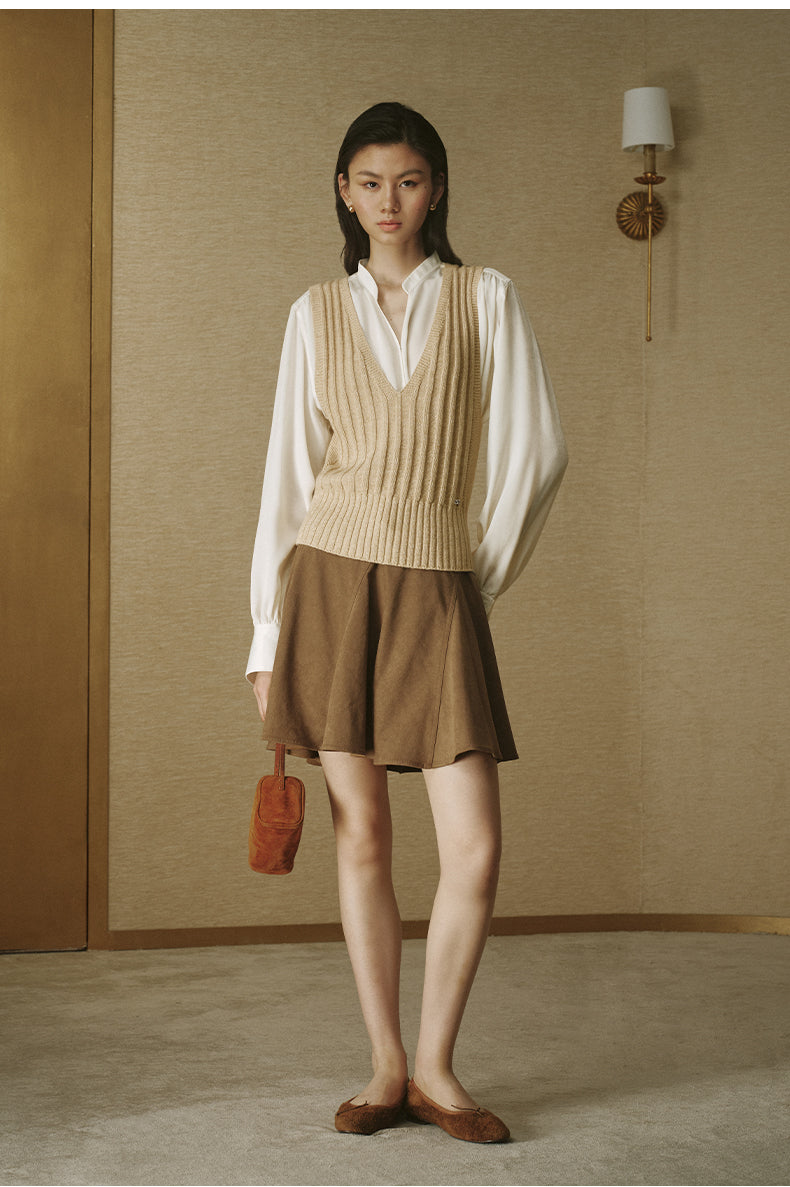 Cotton Wool V-Neck Knit Vest