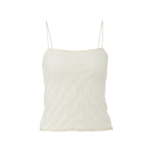 ZZ2FAKDH036 Double-Layer Dot Knit Cami Vanilla White