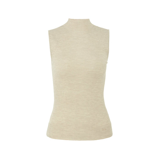 Seamless Wool Mockneck Tank - Jade Ivory