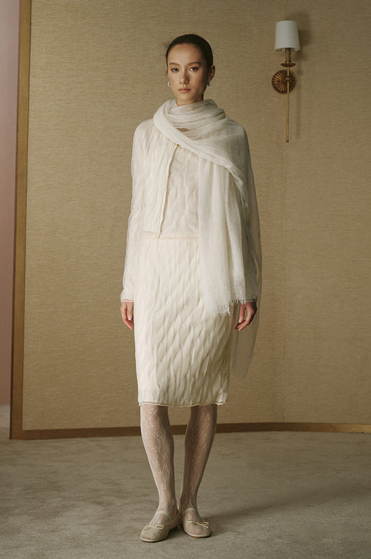 ZZ2FAKGH031 Double-Layer Dot Cardigan Vanilla White