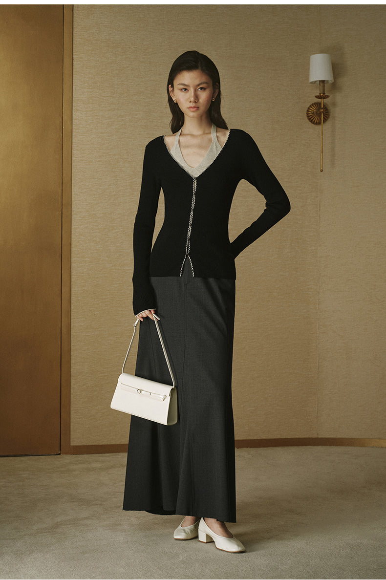 Contrast Layer Wool Knit