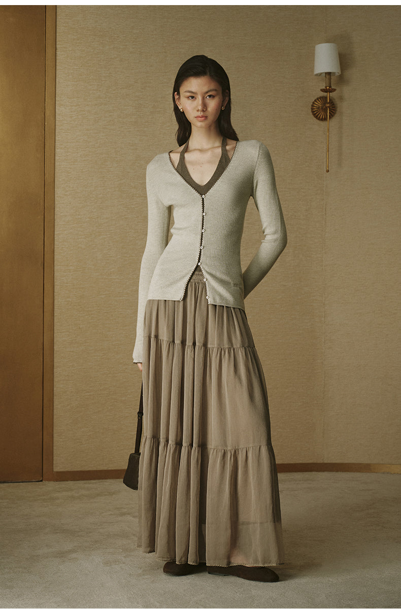 Contrast Layer Wool Knit