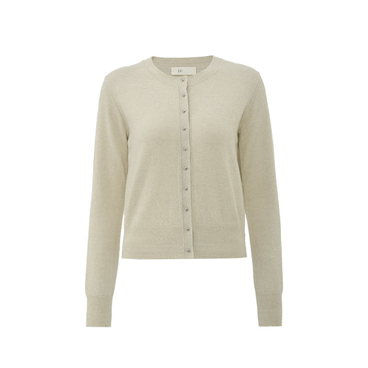 Floral Pointelle Wool Cardigan - white background hover image