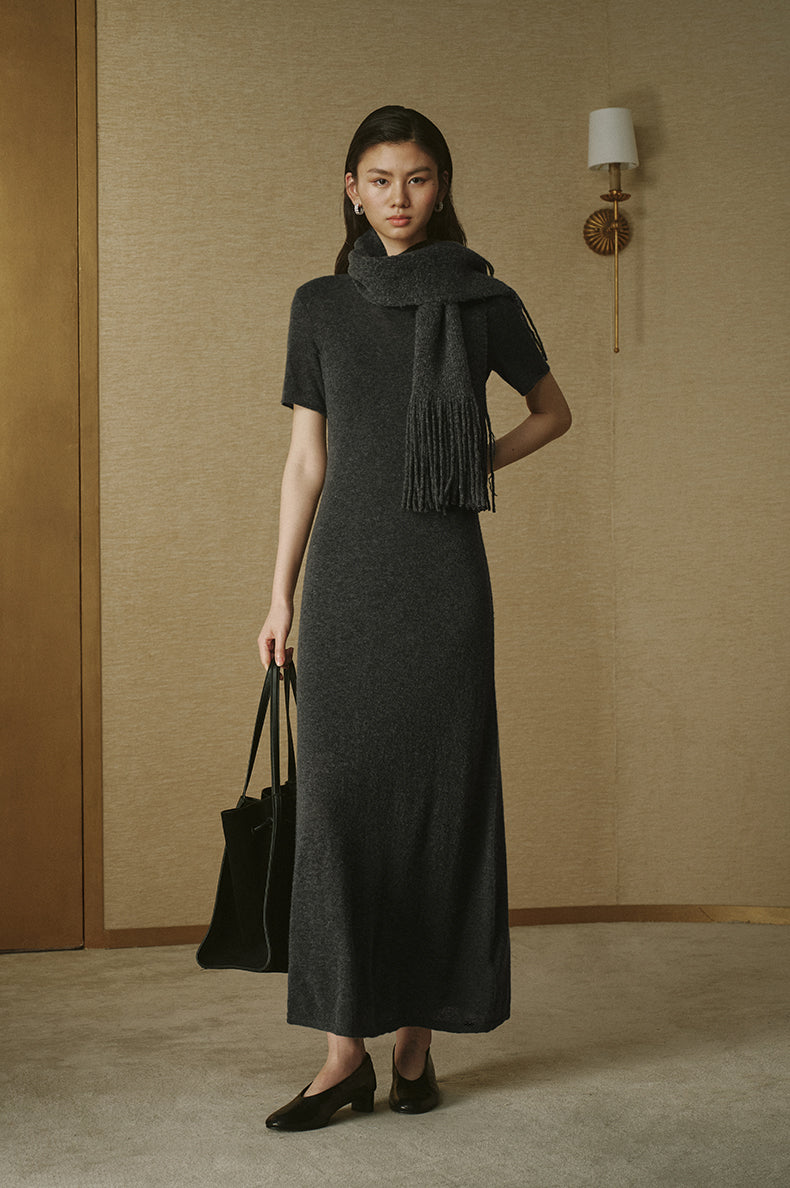 Lyocell Wool Alpaca Knit Dress - Ink Grey