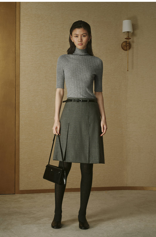 Seamless Cashmere Silk Mockneck - Ink Grey