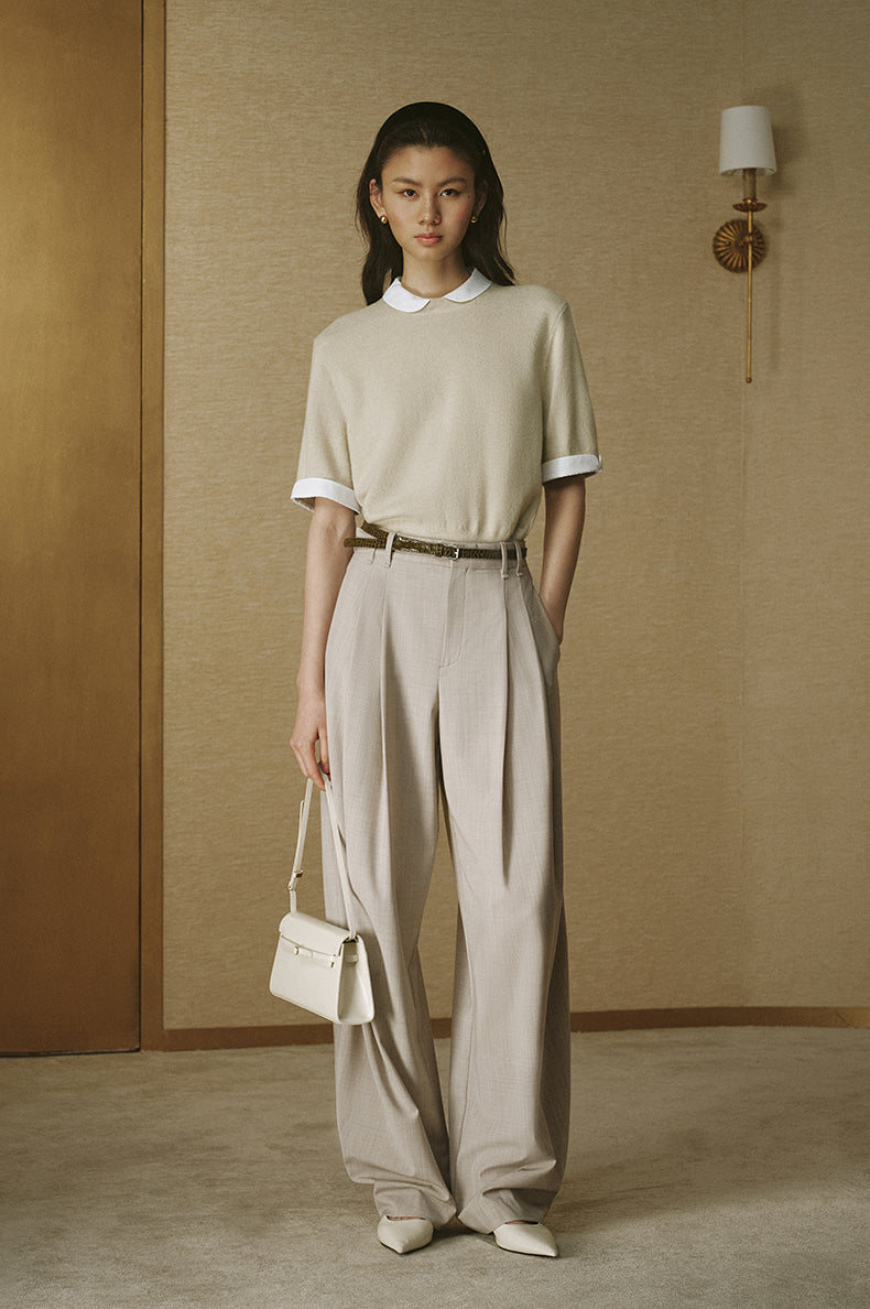 Detachable Collar Wool Knit - Jade Ivory