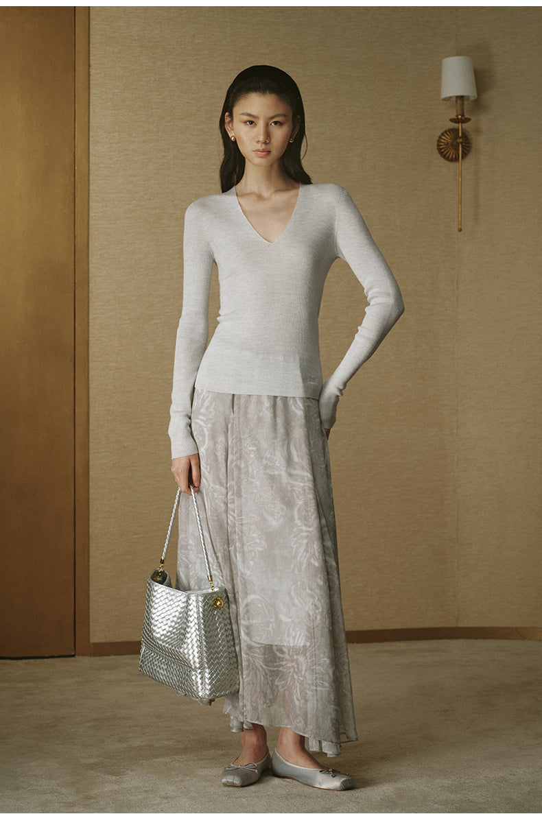 Seamless Wool V-Neck Top