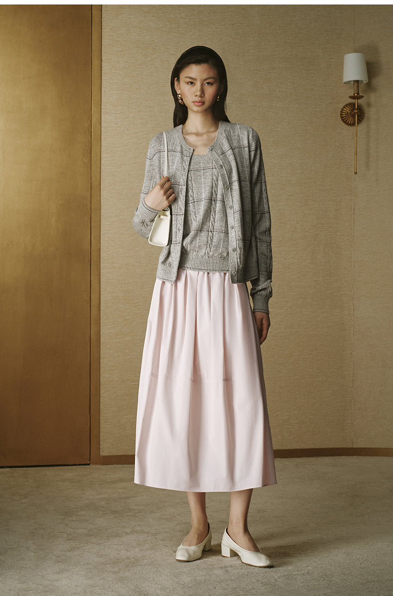 Silk Wool Check Knit Vest