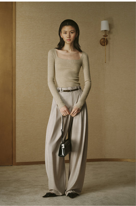 Seamless Wool Square-Neck Top in Jade White — look 1